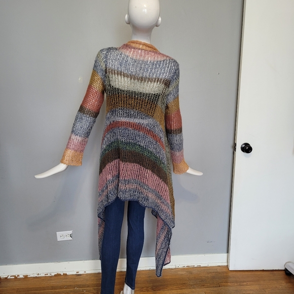 Anthropologie Knitted & Knotted Loose Knit Striped Cardigan, VGUC, Size S - Picture 3 of 7